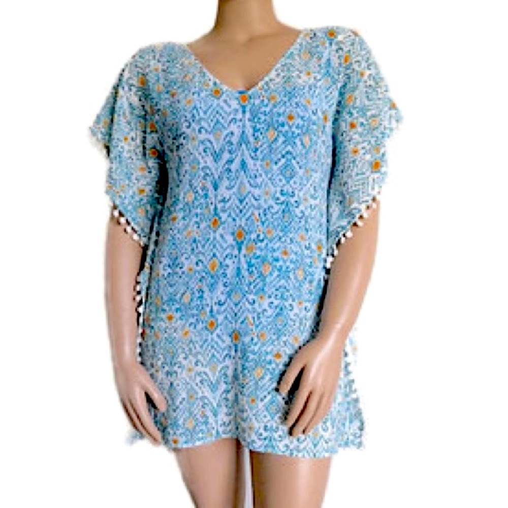 ANTHROPOLOGIE Fortune Swimwear Kaftan Cover Up Tassels One Size fits 8-14 NWOT